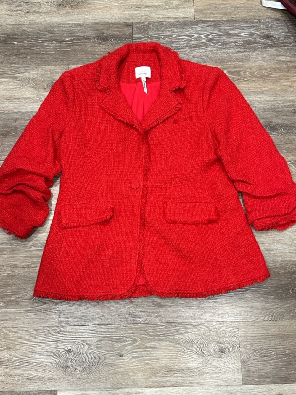 cinq a sept Red Khloe Bouclé Blazer Jacket
